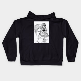 Drawing of Curly Hair Girl 2010 Kids Hoodie